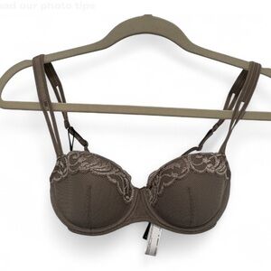 New with Tags Andres Sarda Gray Lace Print Bra Size 32C